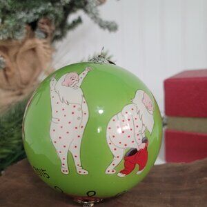 Pier 1 Santa In Pajamas Santa Suit Christmas Ornament 2015 Li Bien Glass W/Box